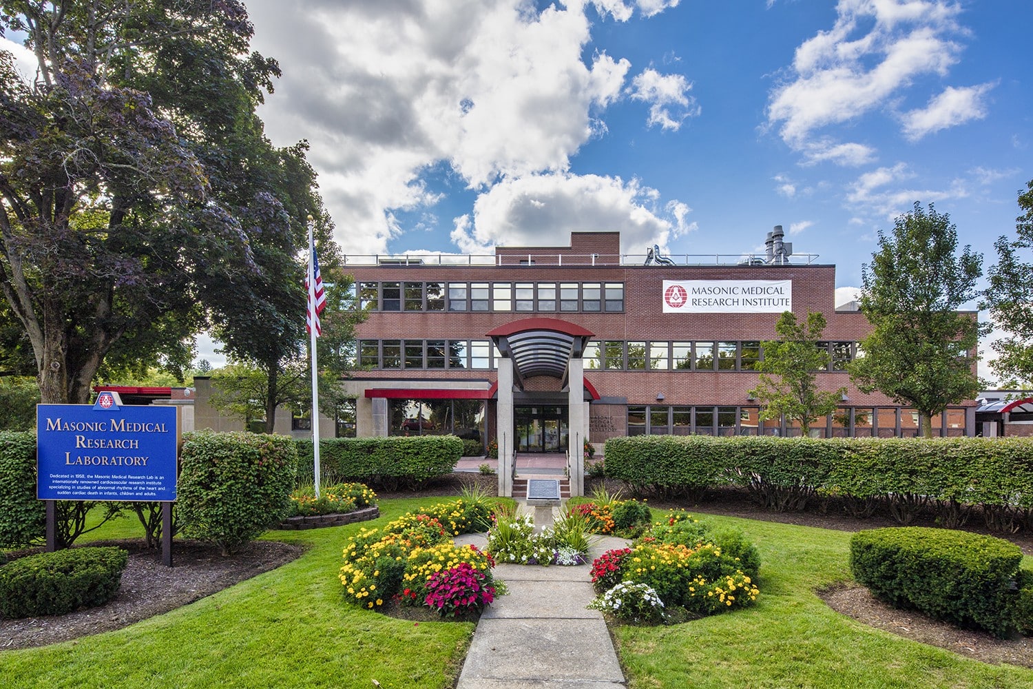 Medical Research, Garden, Brick Building
